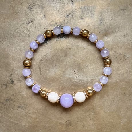 Bransoletka z ametystem i kamieniem rzecznym