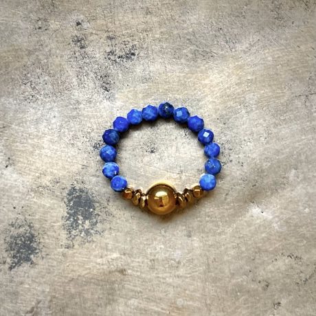 Pierścionek Lapis Lazuli z hematytem