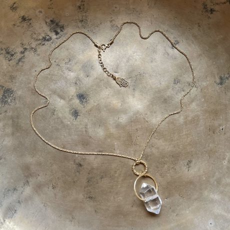 Naszyjnik ze srebra pozłacanego z Kryształem Górskim