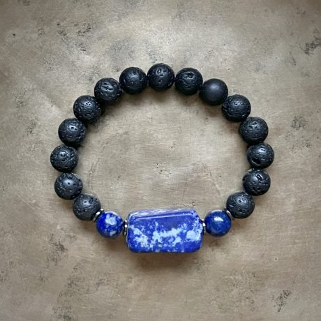 Bransoletka Lawa z Lapis Lazuli