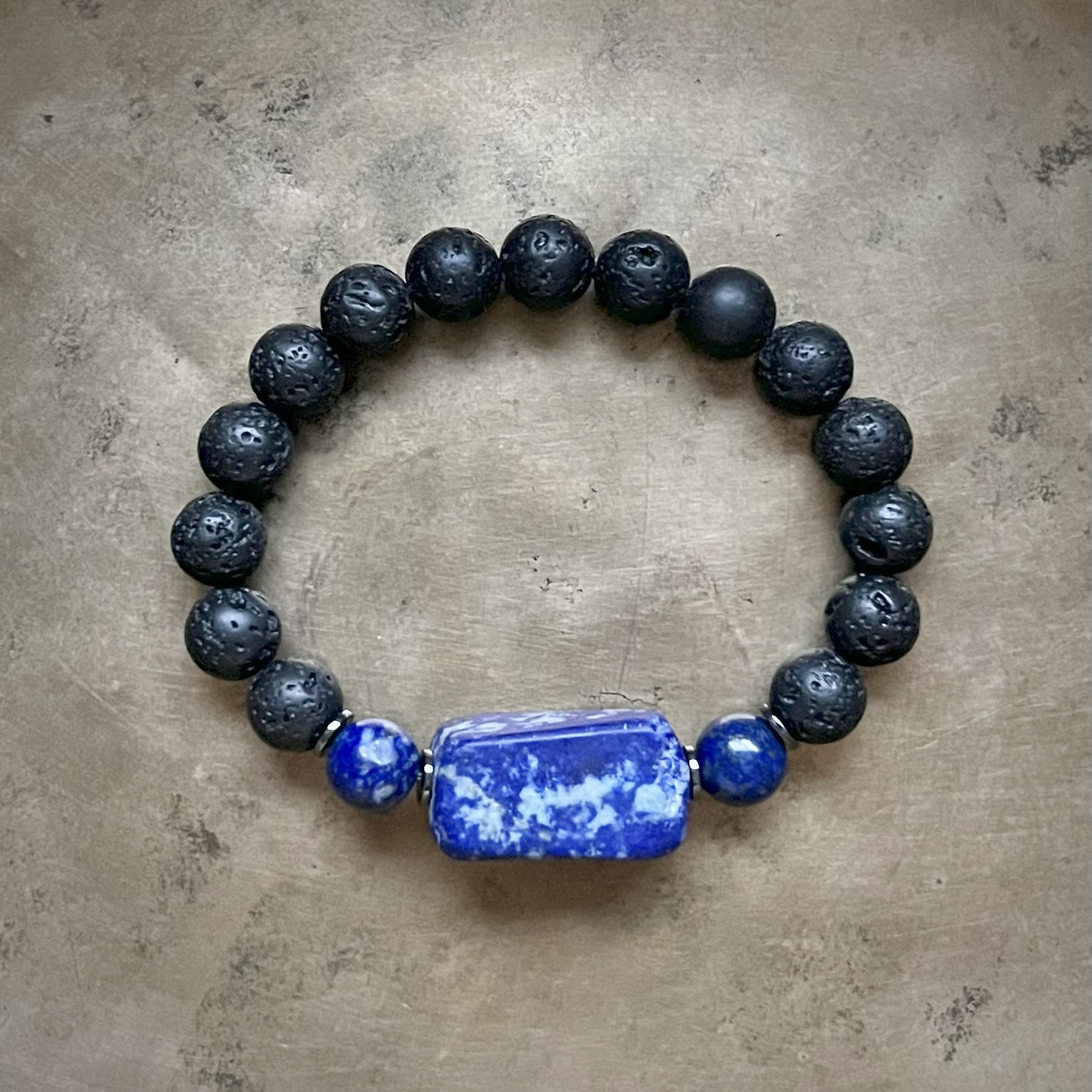 Bransoletka Lawa z Lapis Lazuli