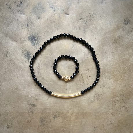 Zestaw biżuterii z czarnego turmalinu