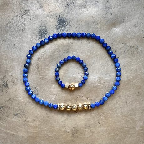 Zestaw biżuterii lapis lazuli z hematytem