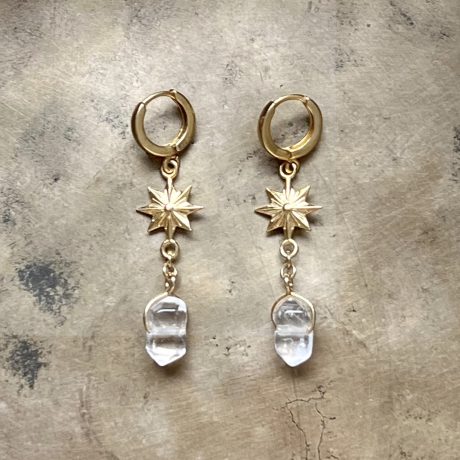 Kolczyki róża wiatrów z Kryształem Górskim