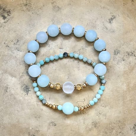 Komplet bransoletek amazonitowo-jadeitowy