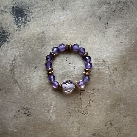 Pierścionek Ametyst z Hematytem