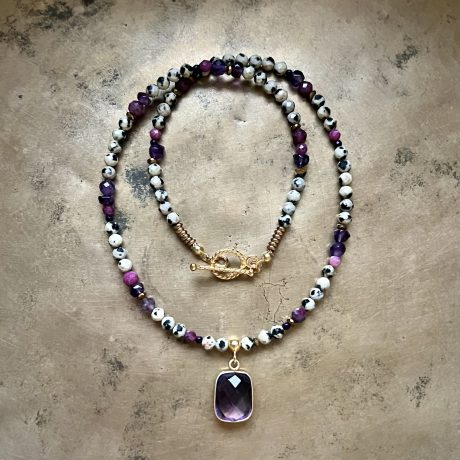 Choker jaspisowy z Ametystami