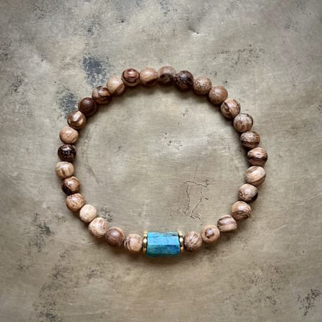 Bransoletka drewniana z lapis lazuli