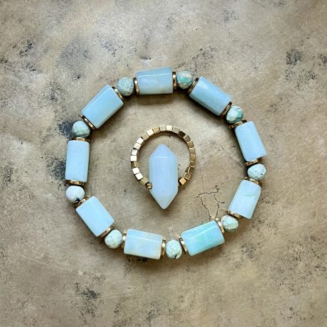Zestaw amazonitowy z Chryzokolą