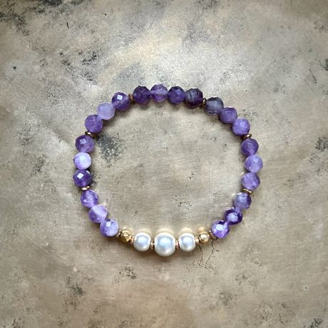 Bransoletka ametystowa z hematytami