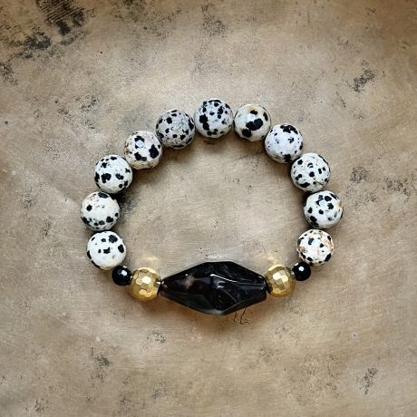 Bransoletka jaspisowa ze skamieniałym drewnem brazylijskim